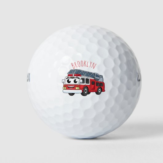 Cartoon met een brandblusmotor golfballen (Voorkant)
