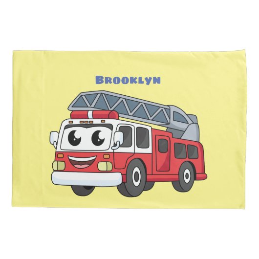 Cartoon met een brandblusmotor kussensloop (Achterkant)