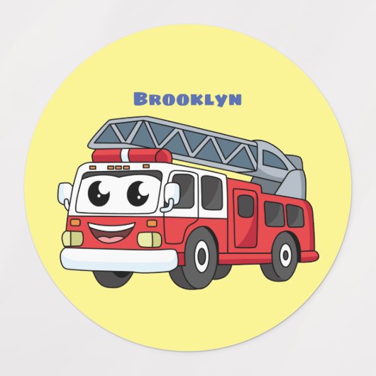 Cartoon met een brandblusmotor labels (Design 1)