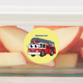 Cartoon met een brandblusmotor labels (Aangebracht)