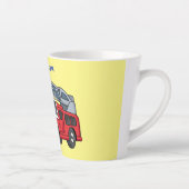 Cartoon met een brandblusmotor latte mok (Rechts)