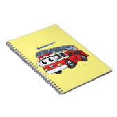 Cartoon met een brandblusmotor notitieboek (Rechterzijde)