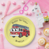 Cartoon met een brandblusmotor papieren bordje (Feest)