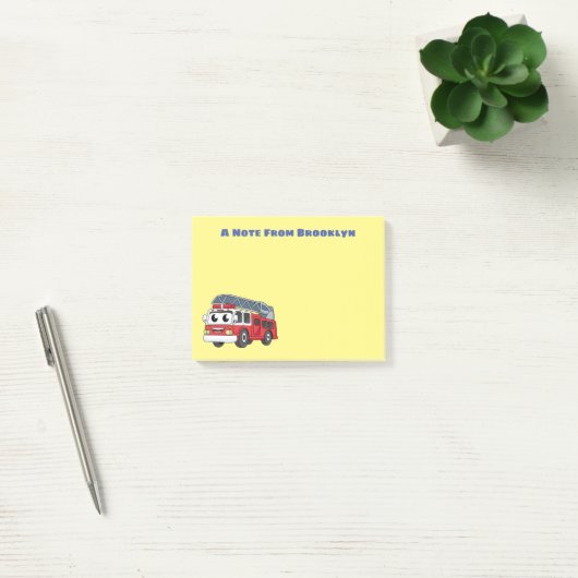 Cartoon met een brandblusmotor post-it® notes (Kantoor)