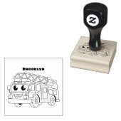 Cartoon met een brandblusmotor rubberstempel (Gestempeld)