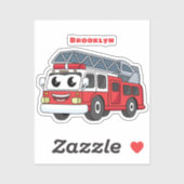 Cartoon met een brandblusmotor sticker (Vel)
