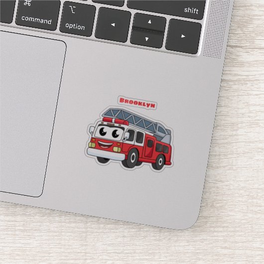 Cartoon met een brandblusmotor sticker (Detail)