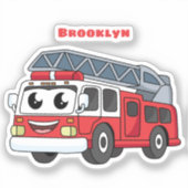 Cartoon met een brandblusmotor sticker (Voorkant)