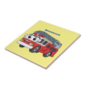 Cartoon met een brandblusmotor tegeltje (Zijkant)