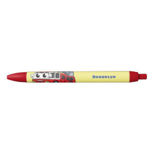 Cartoon met een brandblusmotor zwarte inkt pen