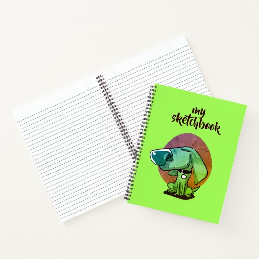 cartoon met een grote neus grappige hond notitieboek (Binnen)