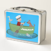 Cartoon met een staartjongen en een hondenroeiboot (Voorkant)