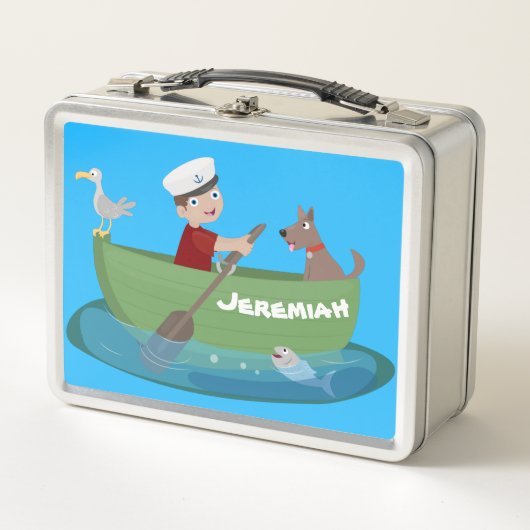 Cartoon met een staartjongen en een hondenroeiboot (Voorkant)