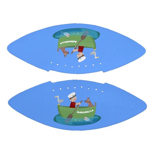 Cartoon met een staartjongen en een hondenroeiboot american football (Panelen)