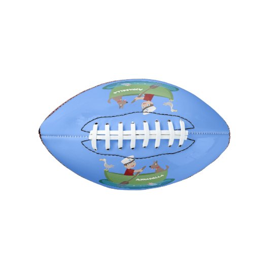 Cartoon met een staartjongen en een hondenroeiboot american football (Voorkant)