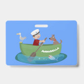 Cartoon met een staartjongen en een hondenroeiboot badge (Back)