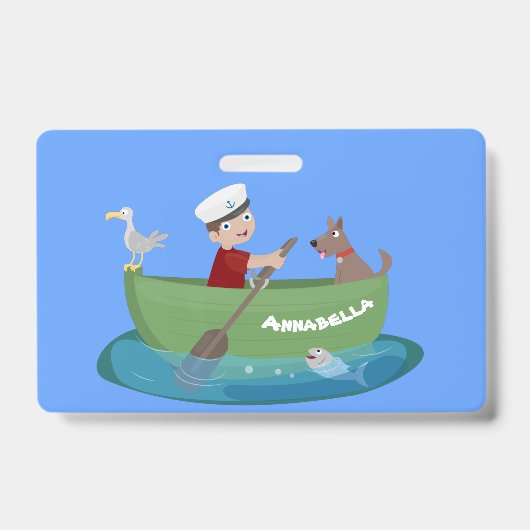 Cartoon met een staartjongen en een hondenroeiboot badge (Front)