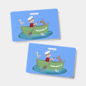 Cartoon met een staartjongen en een hondenroeiboot badge (Front & Back)