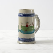 Cartoon met een staartjongen en een hondenroeiboot bierpul (Voorkant rechts)