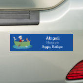 Cartoon met een staartjongen en een hondenroeiboot bumpersticker (Op auto)