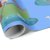 Cartoon met een staartjongen en een hondenroeiboot cadeaupapier (Rol Hoek)