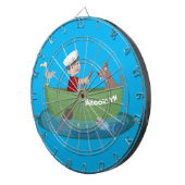 Cartoon met een staartjongen en een hondenroeiboot dartbord (Voorkant Rechts)