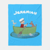 Cartoon met een staartjongen en een hondenroeiboot fleece deken (Voorkant)