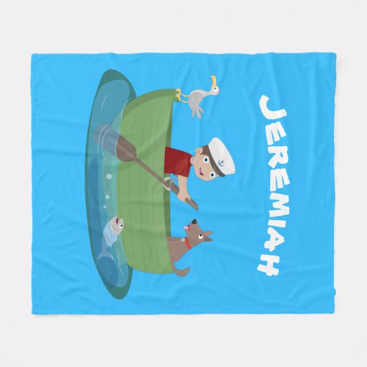 Cartoon met een staartjongen en een hondenroeiboot fleece deken (Voorkant (Horizontaal))