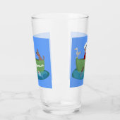 Cartoon met een staartjongen en een hondenroeiboot glas (Links)