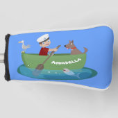 Cartoon met een staartjongen en een hondenroeiboot golfheadcover (Voorkant)