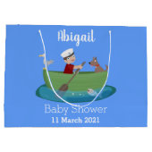 Cartoon met een staartjongen en een hondenroeiboot groot cadeauzakje (Achterkant)