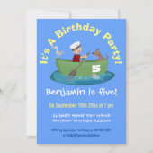 Cartoon met een staartjongen en een hondenroeiboot kaart (Voorkant)