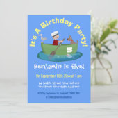 Cartoon met een staartjongen en een hondenroeiboot kaart (Staand voorkant)