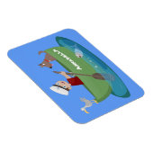 Cartoon met een staartjongen en een hondenroeiboot magneet (Rechterzijde)