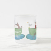 Cartoon met een staartjongen en een hondenroeiboot matglas koffiemok (Center)