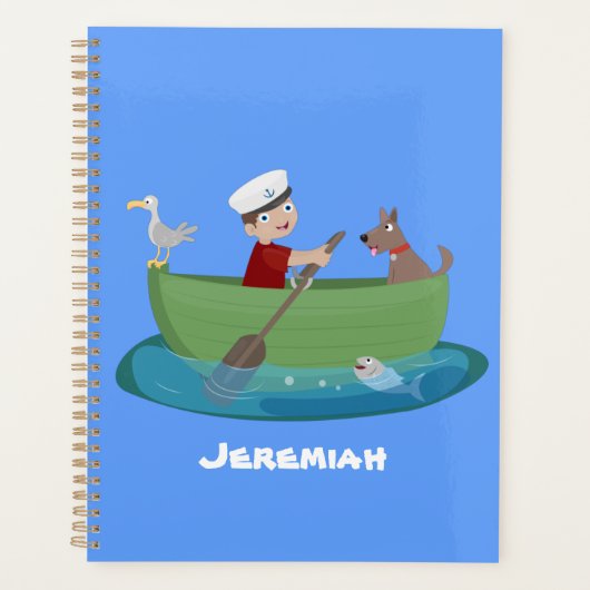 Cartoon met een staartjongen en een hondenroeiboot planner (Voorkant)