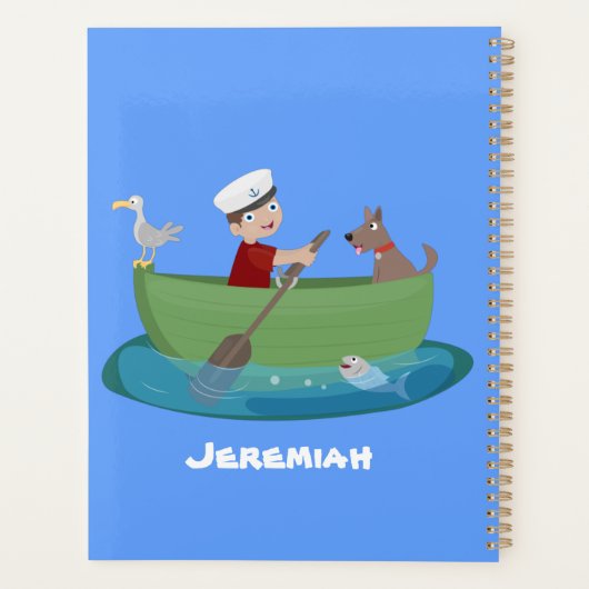 Cartoon met een staartjongen en een hondenroeiboot planner (Achterkant)