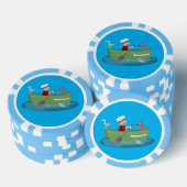 Cartoon met een staartjongen en een hondenroeiboot poker chips (Opstapeling)
