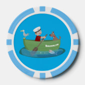 Cartoon met een staartjongen en een hondenroeiboot poker chips (Voorkant)