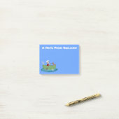 Cartoon met een staartjongen en een hondenroeiboot post-it® notes (Op bureau)