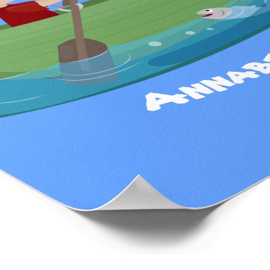 Cartoon met een staartjongen en een hondenroeiboot poster (Hoek)