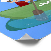 Cartoon met een staartjongen en een hondenroeiboot poster (Hoek)