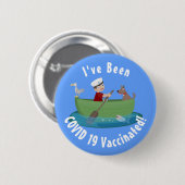 Cartoon met een staartjongen en een hondenroeiboot ronde button 5,7 cm (Voorkant /achterkant)
