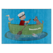 Cartoon met een staartjongen en een hondenroeiboot snijplank (Voorkant)