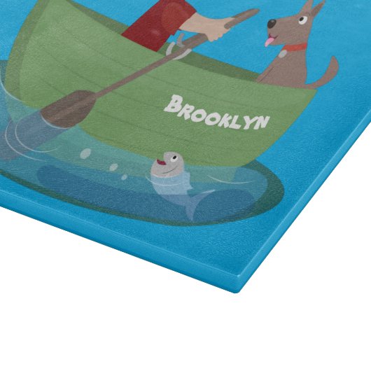 Cartoon met een staartjongen en een hondenroeiboot snijplank (Hoek)