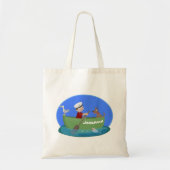 Cartoon met een staartjongen en een hondenroeiboot tote bag (Voorkant)