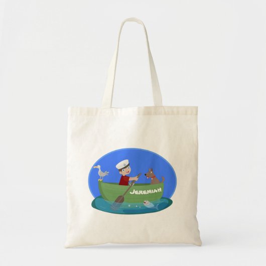 Cartoon met een staartjongen en een hondenroeiboot tote bag (Voorkant)