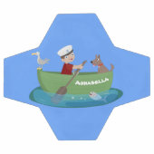 Cartoon met een staartjongen en een hondenroeiboot voetbal (Enkel)