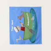 Cartoon met een staartjongen en een hondenroeiboot wandkleed (Voorkant)