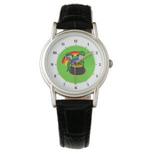 Cartoon met goudpot horloge